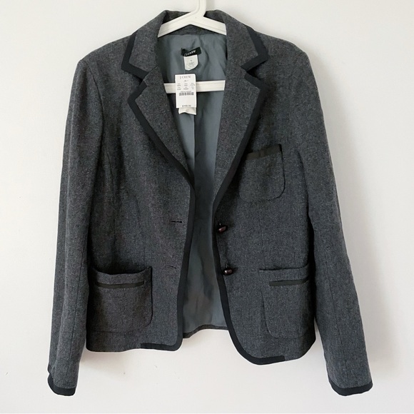 NWT J.Crew Professor Herringbone Grey Wool blazer Academia Preppy Career sz 10 - Picture 8 of 16